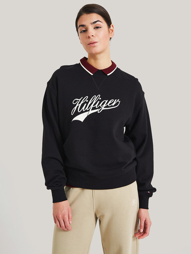 Polerón Terry Con Logo Negro Tommy Hilfiger