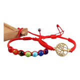 Set Pulseras Hilo Rojo 7 Chakras Y Árbol De La Vida 