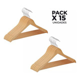 Pack 15 Colgadores De Madera Percheros Ganchos Ropa