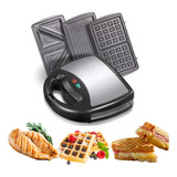 Sanduicheira Chapa Moderna Grill Waffles Lanches 3x1 Sokany