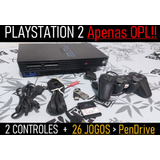 Sony Playstation 2 Ps2 Fat + 2 Controles = Apenas P/ Jogos Usb - Opl - Ft01