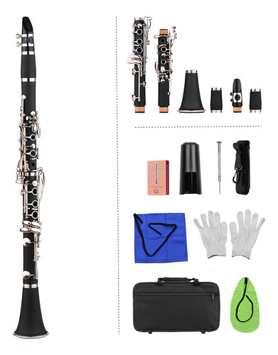 Clarinet Abs 17 Teclas Bb Soprano Plano Binocular Con Paño D