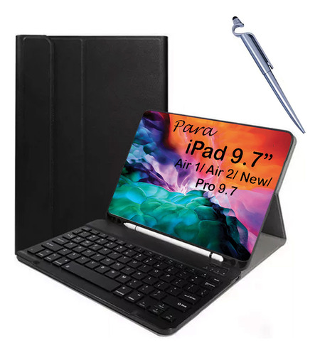 Capa Teclado Para iPad Air 2 A1566 A1567 + Pelicula + Caneta