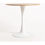  Mesa Tulip Wood Base Blanco 80cm Diámetro