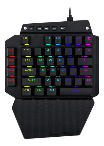 One Handed Mechanical Gaming Keyboard, Rgb Led Backlit, 6...