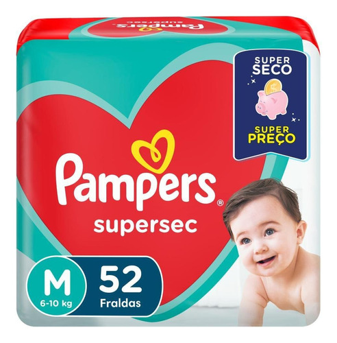 Fralda Pampers Supersec M 52 Unidades