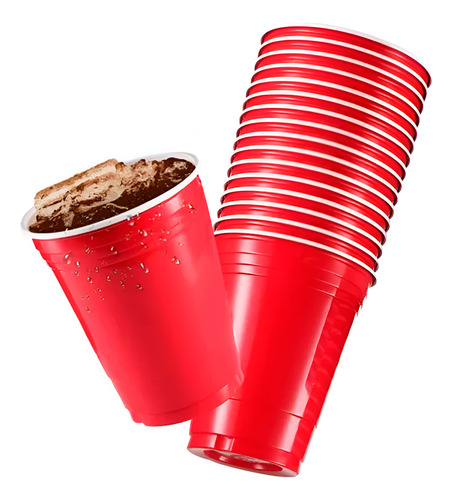 Copo Americano Descartável Beer Pong Red  50un Vermelho Azul