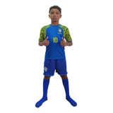 Kit Infantil Brasil Short E Camisa Mais Meião +caneleira !!