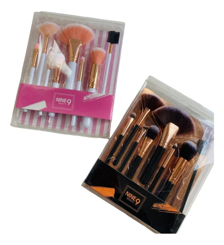 X2 Set 9 Brochas Maquillaje Profesional Nine Beauty Pincel 