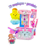 Kit Maquiagem + Garrafa Squeeze Infantil Tendência Make Up