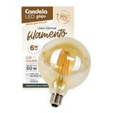 Lampara Led Filamento Globo 6w A60 Ambar E27