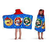 Toalla Con Capucha Niños Baño/playa Mario Bros 100% Algodón Color Rojo