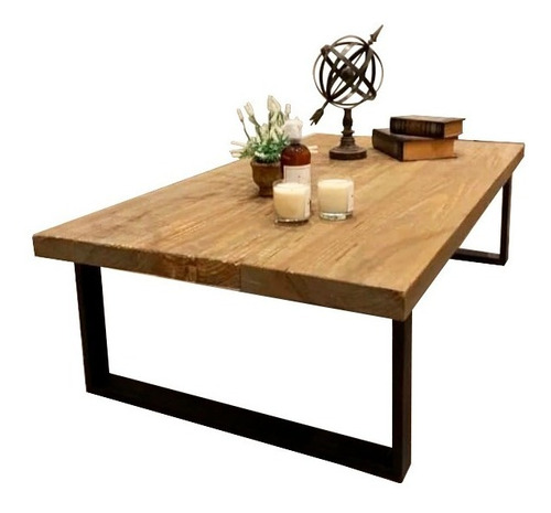 Mesa Ratona Rústica Hierro Madera Industrial Rectangular