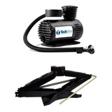 Kit Compressor De Ar Automotivo Portátil 12v + Macaco 