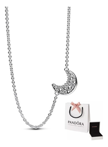 Collar Pandora Original Luna Con Aretes De Regalo + Bolsa