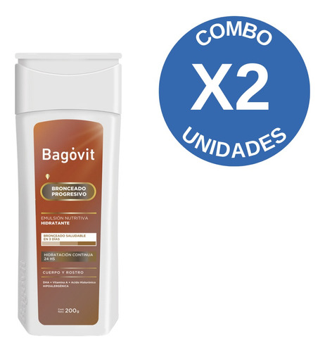 Autobronceante Bagovit A Bronceado Progresivo Combo X 2