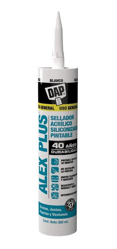 Sellador Acrílico Siliconado Pintable Grietas Alex Plus Dap