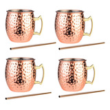 Tazas De Cobre Moscow Mule, Juego De 4 Tazas De Cobre Hechas