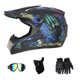 Casco De Moto Diseño De Graffiti Con Guantes Gafas Máscara