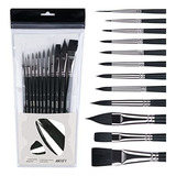 Set De 12 Pinceles De Nailon Sintético Para Acuarela