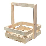 Caja Decorativa Canasta Madera Pino Regalo 25x25x8 Cm