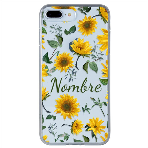 Funda Para iPhone Flores Girasoles Personalizada Tu Nombre