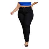 Calça Jeans Preta Feminina Plus Size Com Lycra Empina Bumbum