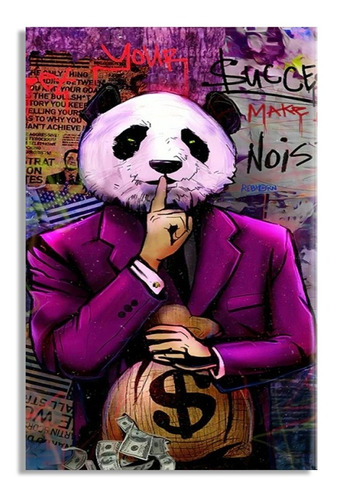Quadro Do Panda Gangster Decorativo Placa Grande 80x60cm Hd