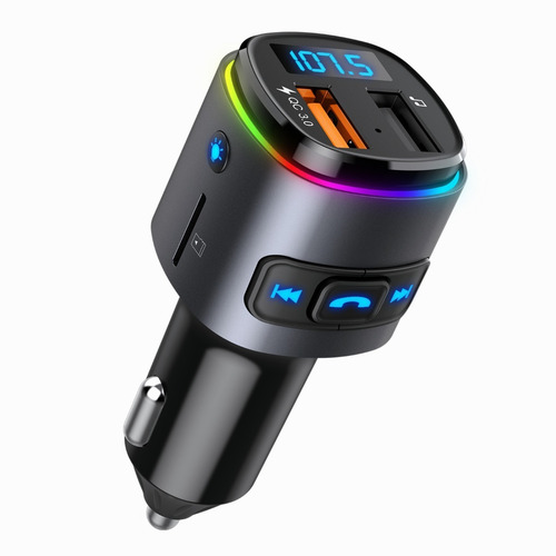 Qc 3.0 Bluetooth Fm Transmisor Coche Adaptador De Música