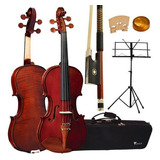 Kit Violino Com Estojo Extra Luxo 4/4 Ve441 Eagle + Estante