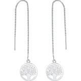 Pendientes Plata 925 Arbol De La Vida Aros Mujer Largo