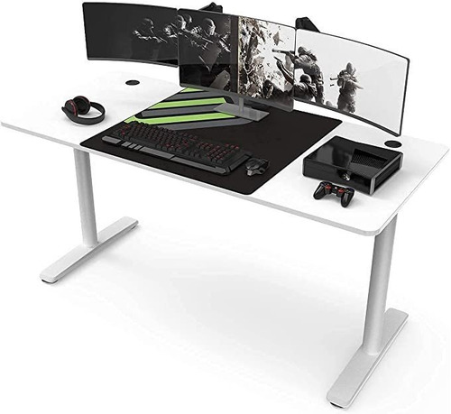 It's_organized Gaming Desk, 60 Inch White I Shaped Comp.