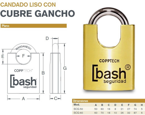 Candado Seguridad Scg 60 60mm Bash