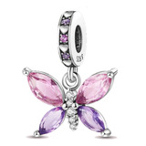 Charm Mariposa De Cristal Plata Ley 925