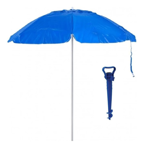 Guarda Sol Azul Piscina Praia Pvc/poliéster 2m +saca Areia 