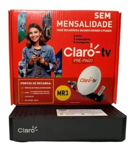 Três Receptor Claro Tv Pre Pago C/ Recarga E Lnbf Quádruplo