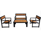 Juego De Mesa  Y Sillones Para Jardin Hierro Y Madera