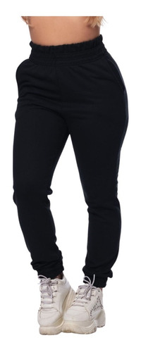 Calça Jogger Feminina Cintura Alta Moletom Flanelado Grosso 