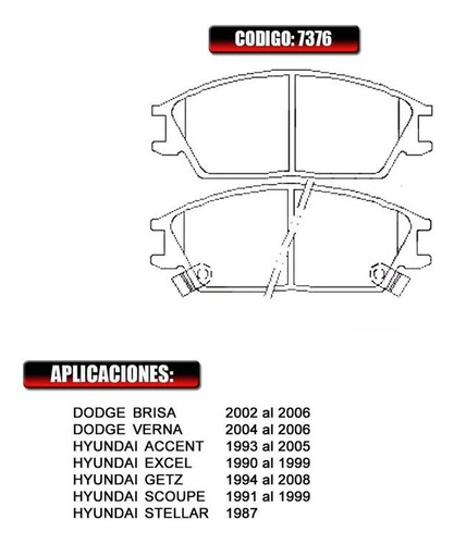 Pastilla Freno Delantera. Excel- Accent- Getz- Brisa- Scoupe Foto 2