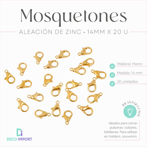 20 Mosquetones 14mm Bijou Armadores Pulseras Collar