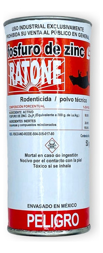 Veneno Ratas, Ratones, Raticida Fosfuro Zinc Metilico 50grms