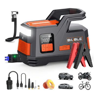 Arrancador De Batería 9000a Portátil Para Automóviles 4 A 8 Cilindros Con Inflador 150psi y Linterna LED Flash,160W Salida De 12v Cc BIUBLE JS006 | Envío gratis