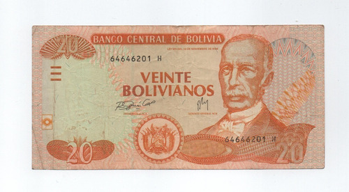 Bolivia Veinte Bolivianos  1986