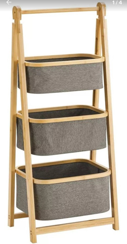 Organizador De Bambu Torre Plegable 3 Niveles Almacén Estilo