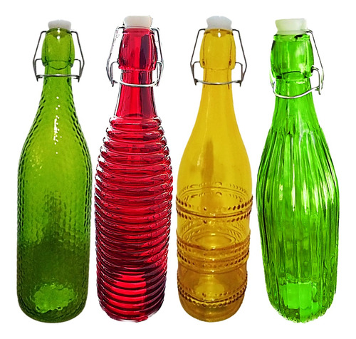 Botellas Decorativas Vidrio Color Botellas Tapa Hermética