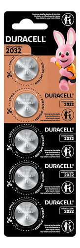 Cartela C/ 5 Pilhas Moeda Duracell Lítio 3v Cr-2032