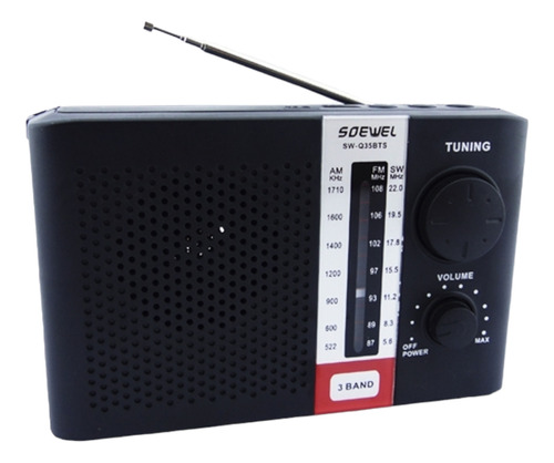 Radio Am/fm Solar 3 Bandas Soewel Sw Q35bts Usb/tf