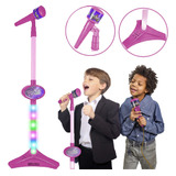 Microfone Karaoke Rosa Singer Star P/ Meninas Luzes Crianças