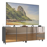 Rack Tv Até 50 Pol C/ Rodízios E Espelhos Multimóveis Mp1080 Cor Grafite