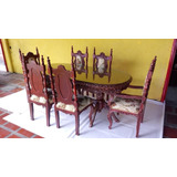 Comedor Antiguo Luis Xv Cedro Vintage 6 Ptos Gobelino